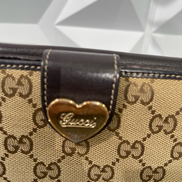 Authentic GUCCI GG Monogram Canvas Leather Heart Continental Full Length Wallet - Picture 2 of 15
